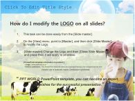 젖소 들판 PPT 템플릿 전원 목장에서 우유 마시는 아이.ppt_슬라이드2
