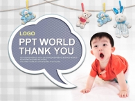 빨래집게 리본 PPT 템플릿 인형놀이를 하는 아기_슬라이드4